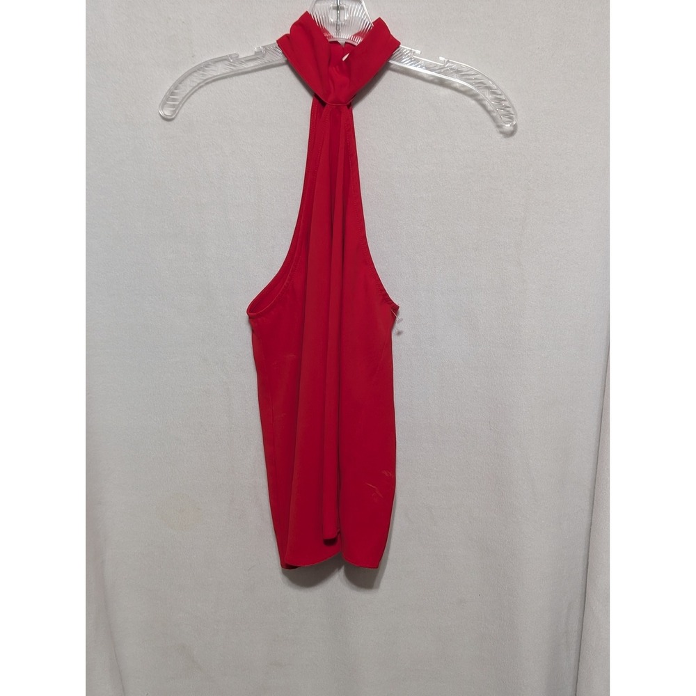 DO+BE Red Halter Neck Keyhole Sleeveless Blouse Top Small
